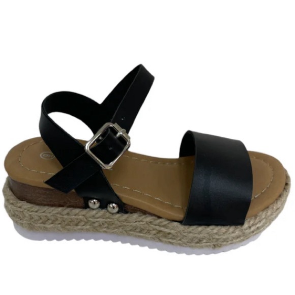 Black strap and nude weave Platform sandals new in box/ nwt - Picture 2 of 9